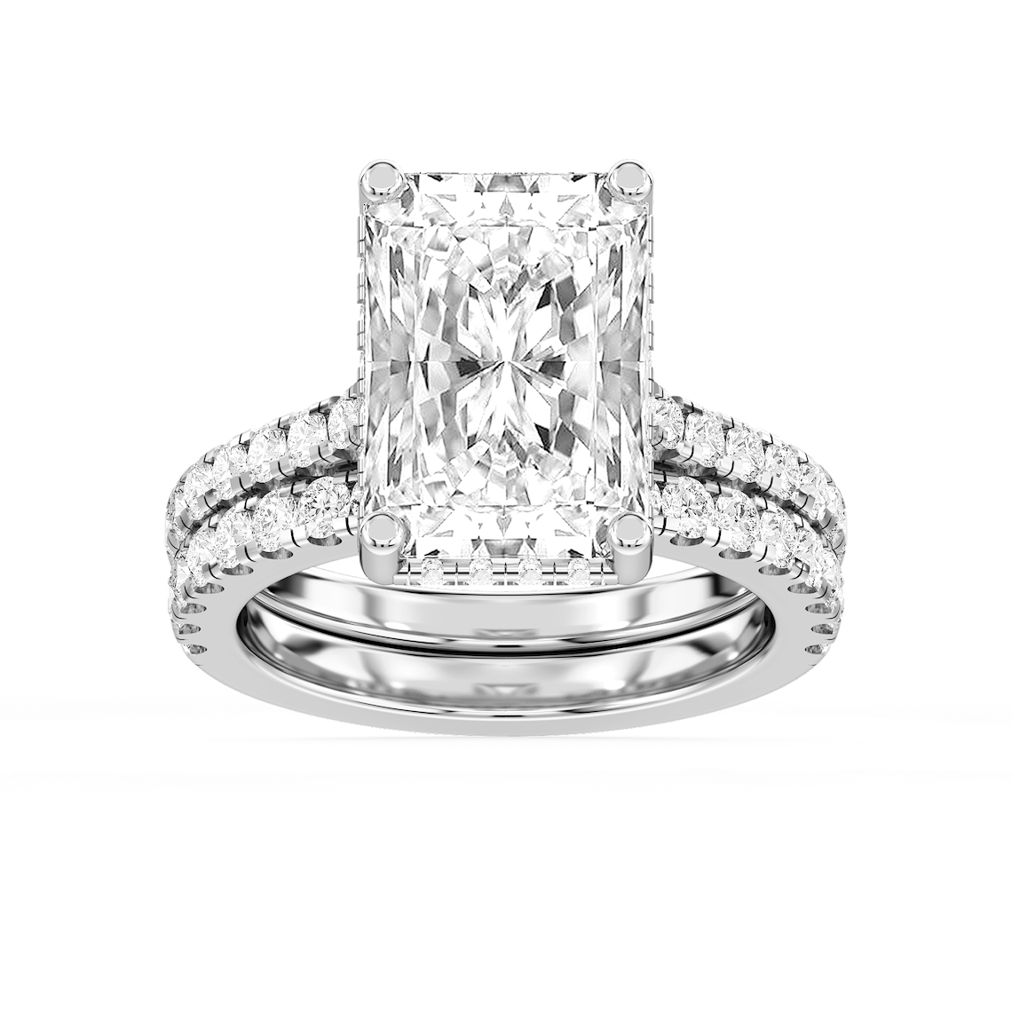 Marjorie 7 ⅙ ctw Radiant Lab Grown Diamond Classic Prong Hidden Halo Bridal Set