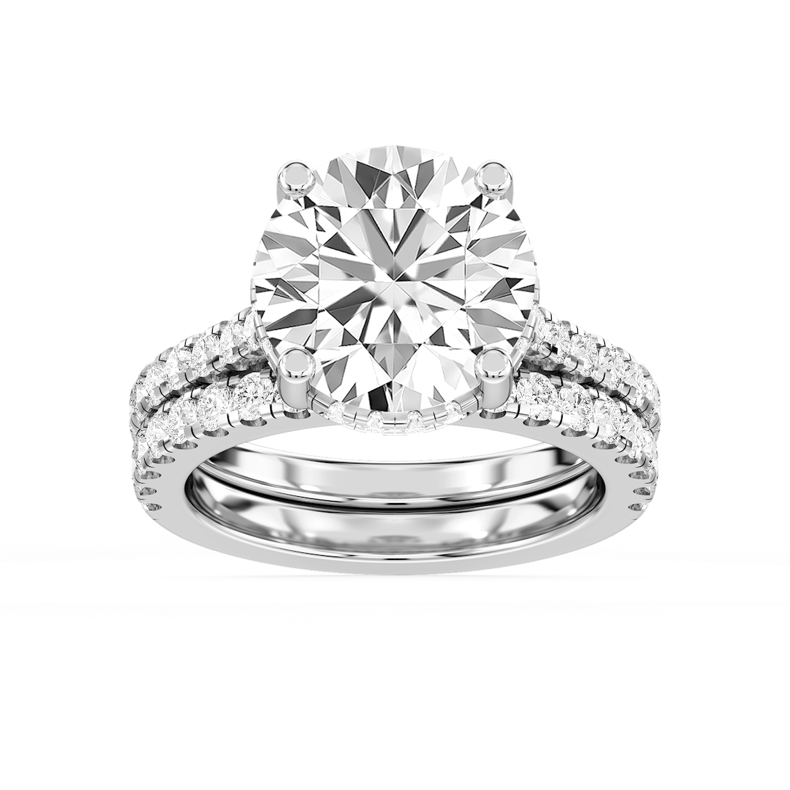 Marjorie 7 ⅙ ctw Round Lab Grown Diamond Classic Prong Hidden Halo Bridal Set