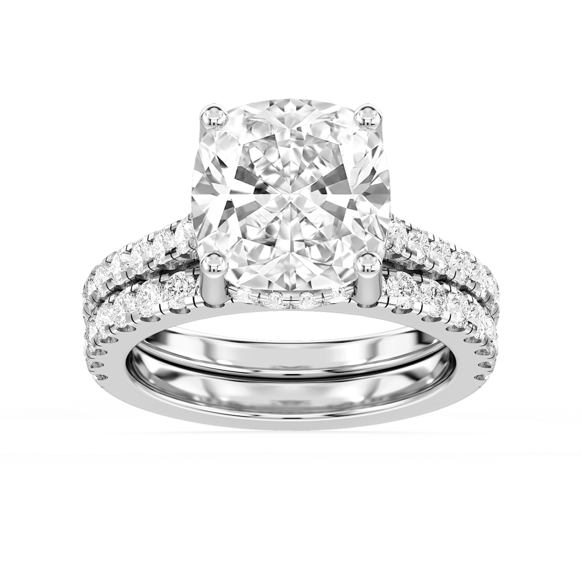 Marjorie 8 ⅙ ctw Cushion Lab Grown Diamond Classic Prong Hidden Halo Bridal Set