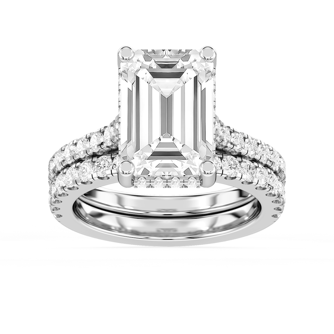 Marjorie 8 ⅙ ctw Emerald Lab Grown Diamond Classic Prong Hidden Halo Bridal Set