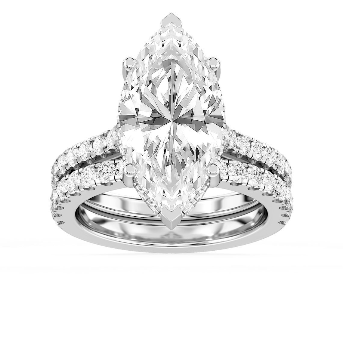 Marjorie 8 ⅙ ctw Marquise Lab Grown Diamond Classic Prong Hidden Halo Bridal Set