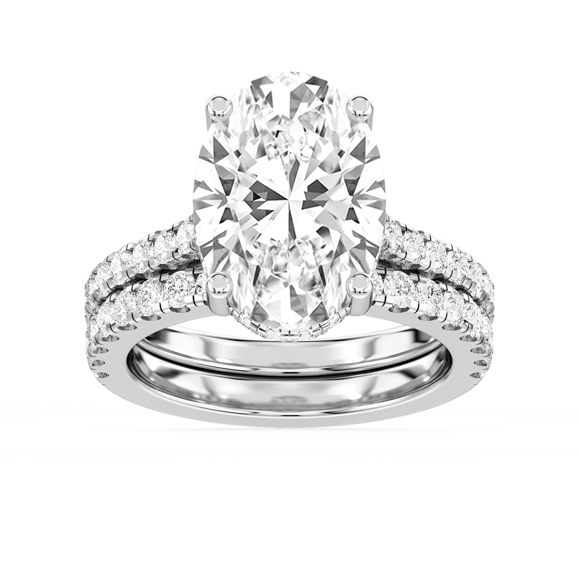 Marjorie 8 ⅙ ctw Oval Lab Grown Diamond Classic Prong Hidden Halo Bridal Set