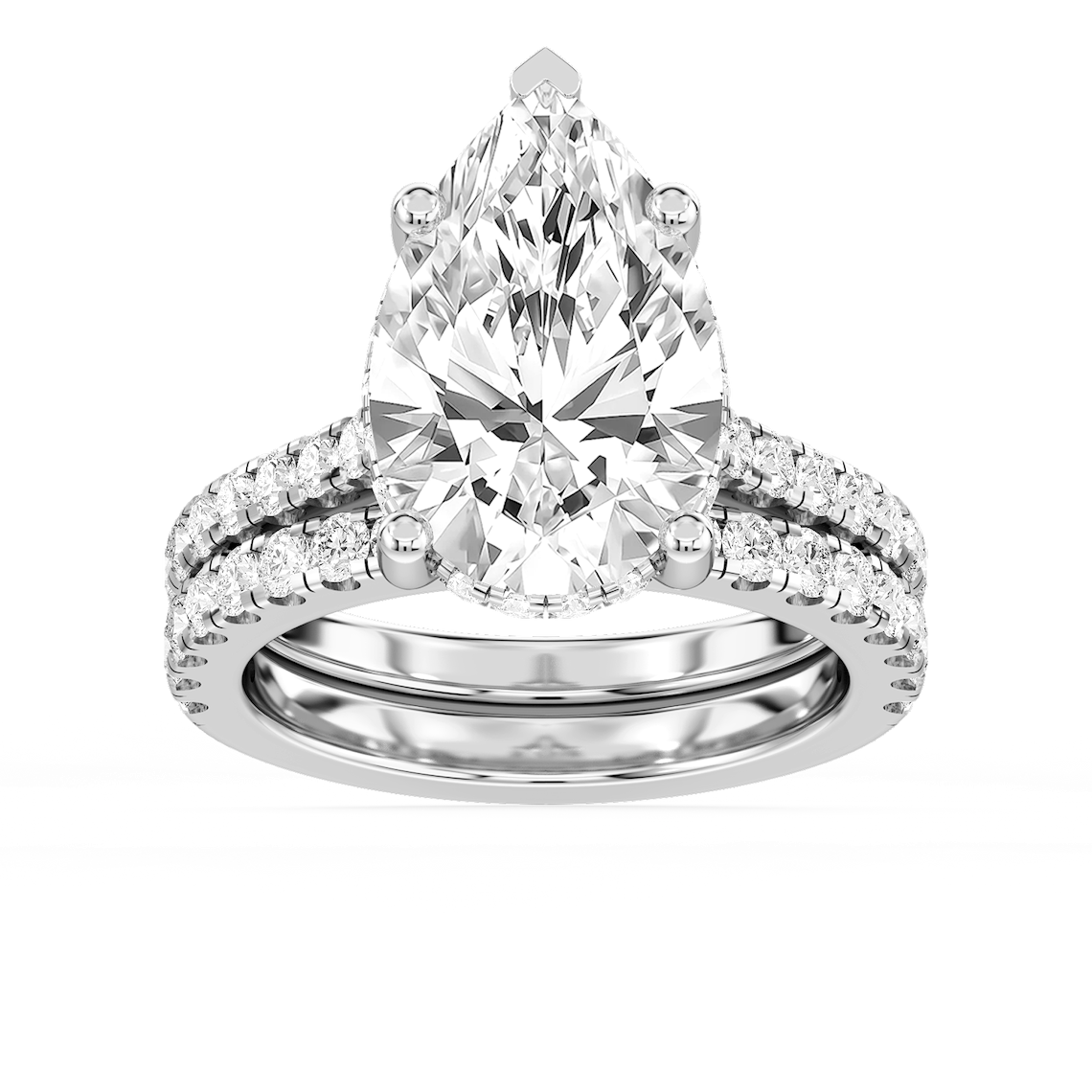 Marjorie 8 ⅙ ctw Pear Lab Grown Diamond Classic Prong Hidden Halo Bridal Set