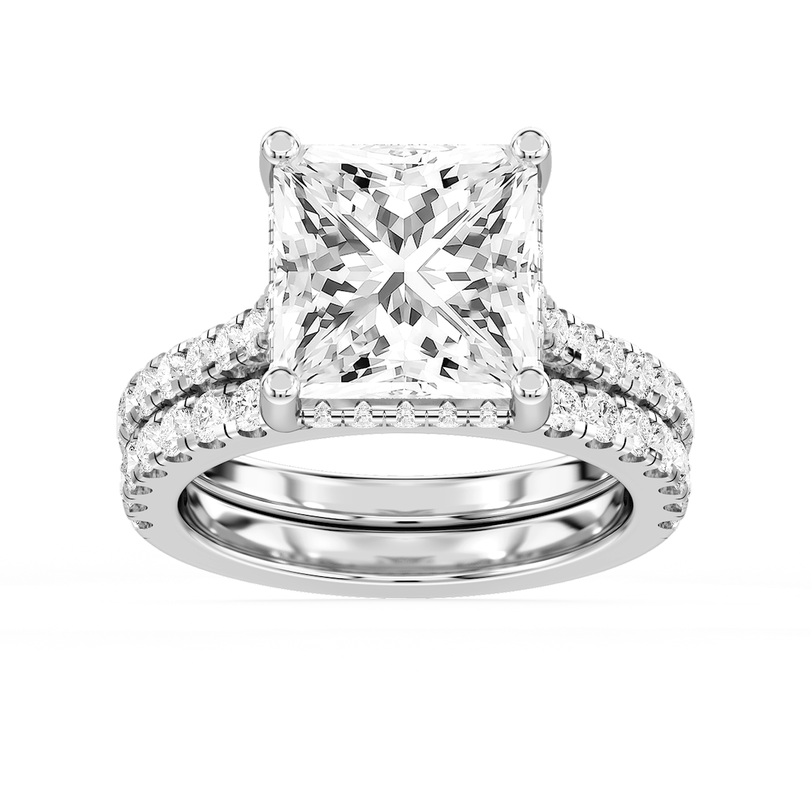 Marjorie 8 ⅙ ctw Princess Lab Grown Diamond Classic Prong Hidden Halo Bridal Set