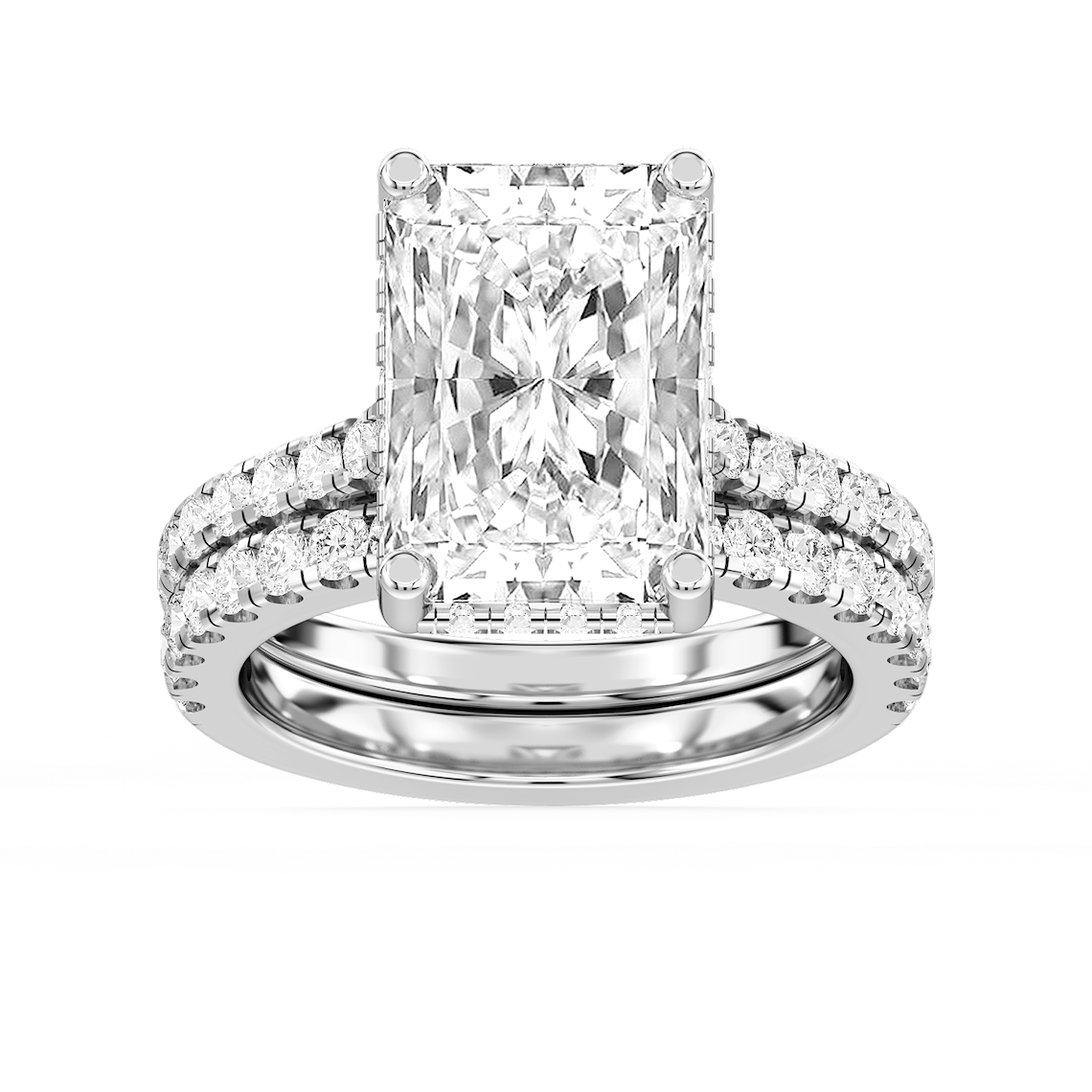Marjorie 8 ⅙ ctw Radiant Lab Grown Diamond Classic Prong Hidden Halo Bridal Set