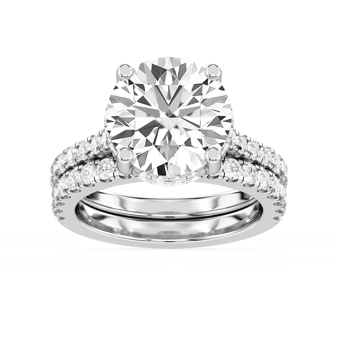 Marjorie 8 ⅙ ctw Round Lab Grown Diamond Classic Prong Hidden Halo Bridal Set