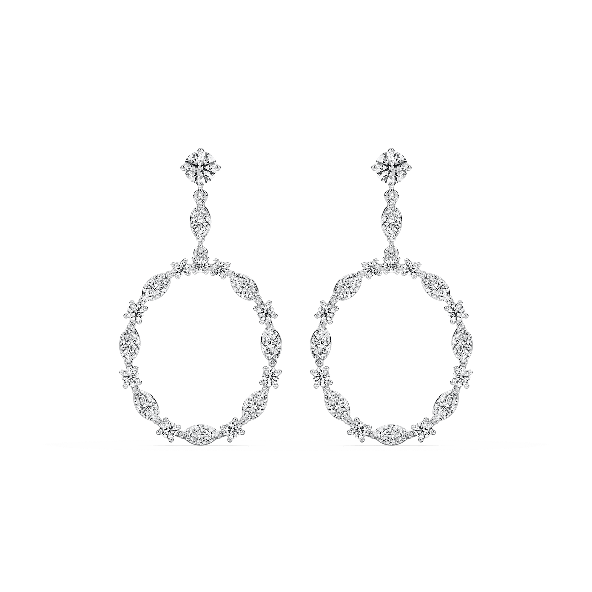 2 ²⁄₃ ctw Marquise and Round Lab Grown Diamond Circle Drop Earrings