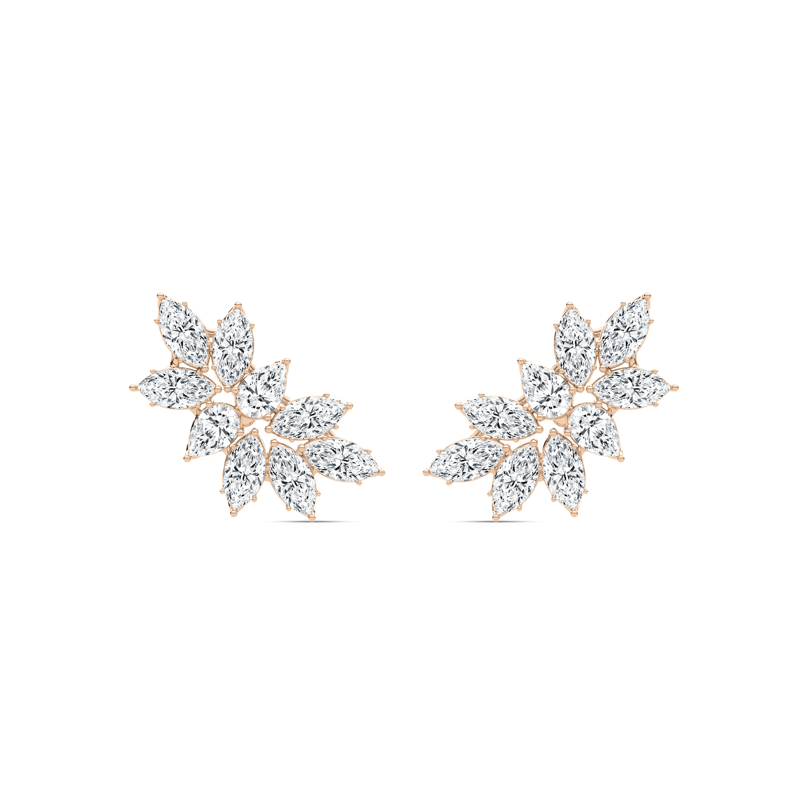 5 ⅖ ctw Marquise Cluster Leaf Stud Earrings