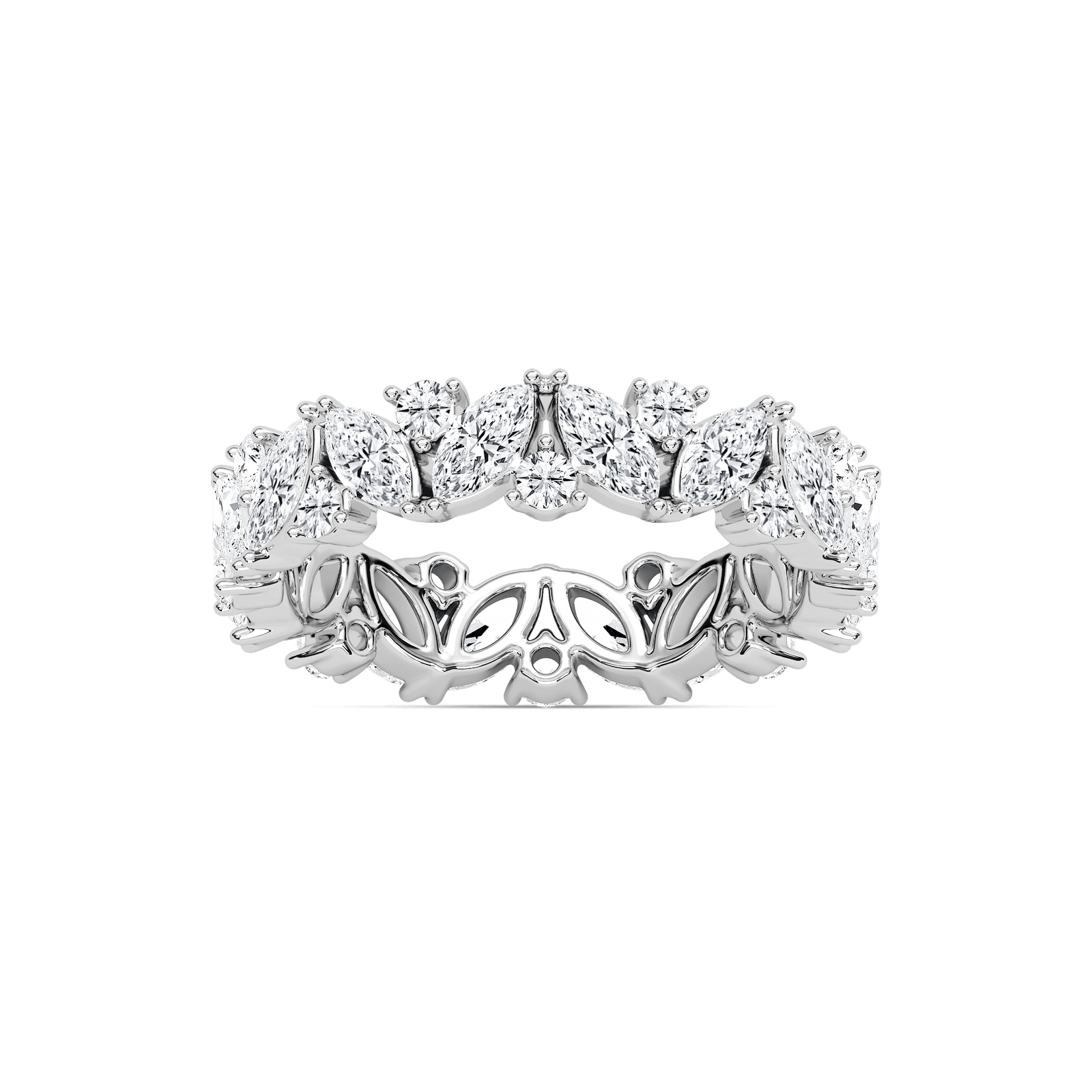 Janet 2 ⅜ ctw Marquise and Round Lab Grown Diamond Nature Inspired Eternity Band