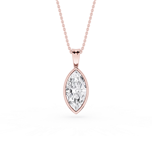Marquise Lab Grown Diamond Bezel Set Bail Solitaire Pendant - 16 to 18 Inches