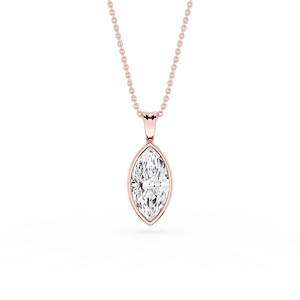 Marquise Lab Grown Diamond Bezel Set Bail Solitaire Pendant - 16 to 18 Inches