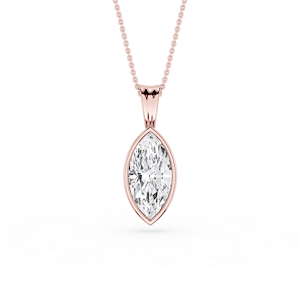 Marquise Lab Grown Diamond Bezel Set Bail Solitaire Pendant - 16 to 18 Inches