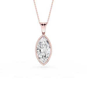 Marquise Lab Grown Diamond Bezel Set Bail Solitaire Pendant - 16 to 18 Inches