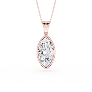 Marquise Lab Grown Diamond Bezel Set Bail Solitaire Pendant - 16 to 18 Inches