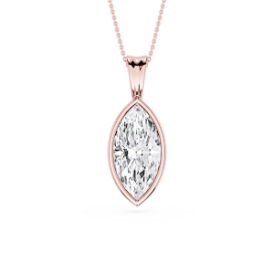 Marquise Lab Grown Diamond Bezel Set Bail Solitaire Pendant - 16 to 18 Inches