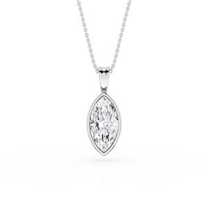 Marquise Lab Grown Diamond Bezel Set Bail Solitaire Pendant - 16 to 18 Inches