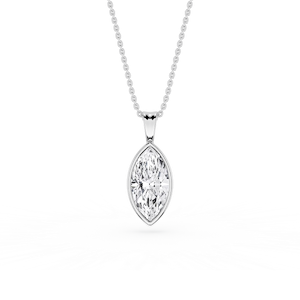 Marquise Lab Grown Diamond Bezel Set Bail Solitaire Pendant - 16 to 18 Inches
