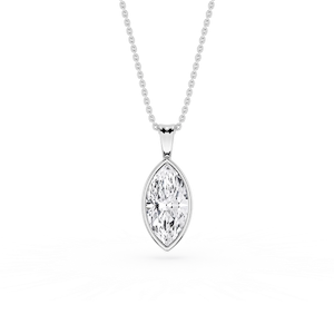 Marquise Lab Grown Diamond Bezel Set Bail Solitaire Pendant - 16 to 18 Inches