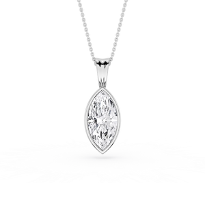 Marquise Lab Grown Diamond Bezel Set Bail Solitaire Pendant - 16 to 18 Inches