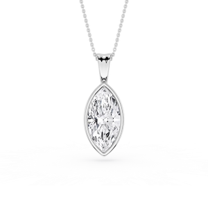 Marquise Lab Grown Diamond Bezel Set Bail Solitaire Pendant - 16 to 18 Inches