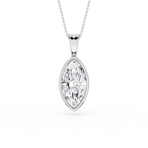 Marquise Lab Grown Diamond Bezel Set Bail Solitaire Pendant - 16 to 18 Inches