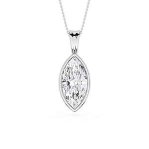 Marquise Lab Grown Diamond Bezel Set Bail Solitaire Pendant - 16 to 18 Inches