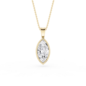 Marquise Lab Grown Diamond Bezel Set Bail Solitaire Pendant - 16 to 18 Inches
