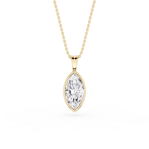 Marquise Lab Grown Diamond Bezel Set Bail Solitaire Pendant - 16 to 18 Inches