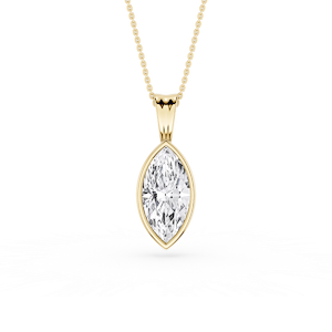 Marquise Lab Grown Diamond Bezel Set Bail Solitaire Pendant - 16 to 18 Inches
