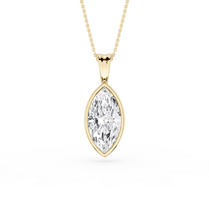 Marquise Lab Grown Diamond Bezel Set Bail Solitaire Pendant - 16 to 18 Inches