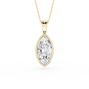 Marquise Lab Grown Diamond Bezel Set Bail Solitaire Pendant - 16 to 18 Inches