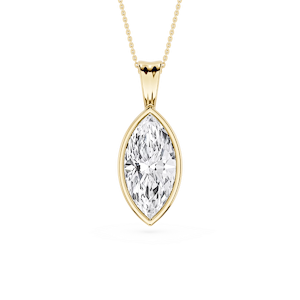 Marquise Lab Grown Diamond Bezel Set Bail Solitaire Pendant - 16 to 18 Inches