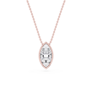 Marquise Lab Grown Diamond Bezel Solitaire Slide Pendant - 16 to 18 Inches