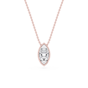 Marquise Lab Grown Diamond Bezel Solitaire Slide Pendant - 16 to 18 Inches