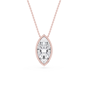 Marquise Lab Grown Diamond Bezel Solitaire Slide Pendant - 16 to 18 Inches