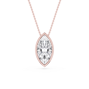 Marquise Lab Grown Diamond Bezel Solitaire Slide Pendant - 16 to 18 Inches