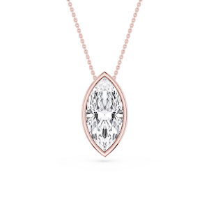 Marquise Lab Grown Diamond Bezel Solitaire Slide Pendant - 16 to 18 Inches