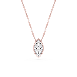 Marquise Lab Grown Diamond Bezel Solitaire Slide Pendant - 16 to 18 Inches