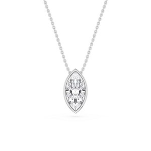 Marquise Lab Grown Diamond Bezel Solitaire Slide Pendant - 16 to 18 Inches