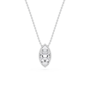 Marquise Lab Grown Diamond Bezel Solitaire Slide Pendant - 16 to 18 Inches
