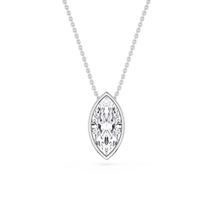 Marquise Lab Grown Diamond Bezel Solitaire Slide Pendant - 16 to 18 Inches