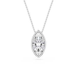 Marquise Lab Grown Diamond Bezel Solitaire Slide Pendant - 16 to 18 Inches