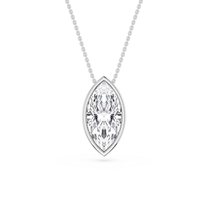 Marquise Lab Grown Diamond Bezel Solitaire Slide Pendant - 16 to 18 Inches