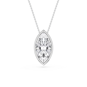 Marquise Lab Grown Diamond Bezel Solitaire Slide Pendant - 16 to 18 Inches