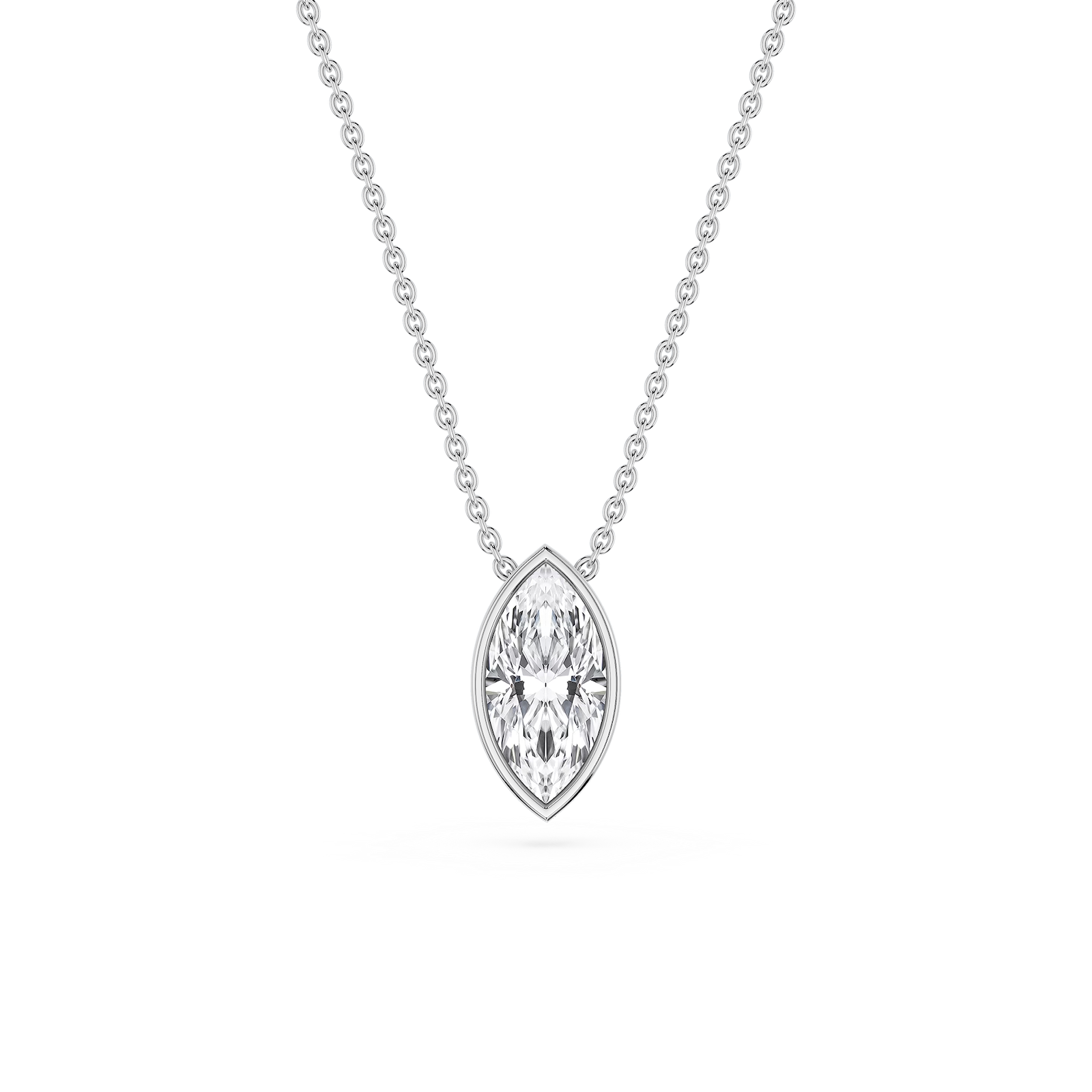 Marquise Lab Grown Diamond Bezel Solitaire Slide Pendant - 16 to 18 Inches
