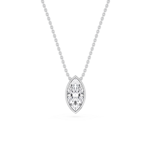 Marquise Lab Grown Diamond Bezel Solitaire Slide Pendant - 16 to 18 Inches