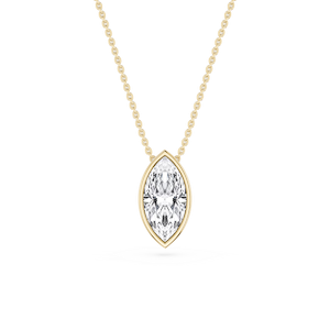 Marquise Lab Grown Diamond Bezel Solitaire Slide Pendant - 16 to 18 Inches