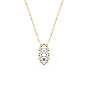 Marquise Lab Grown Diamond Bezel Solitaire Slide Pendant - 16 to 18 Inches
