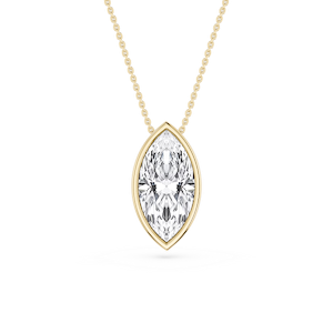 Marquise Lab Grown Diamond Bezel Solitaire Slide Pendant - 16 to 18 Inches