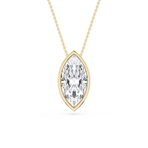Marquise Lab Grown Diamond Bezel Solitaire Slide Pendant - 16 to 18 Inches